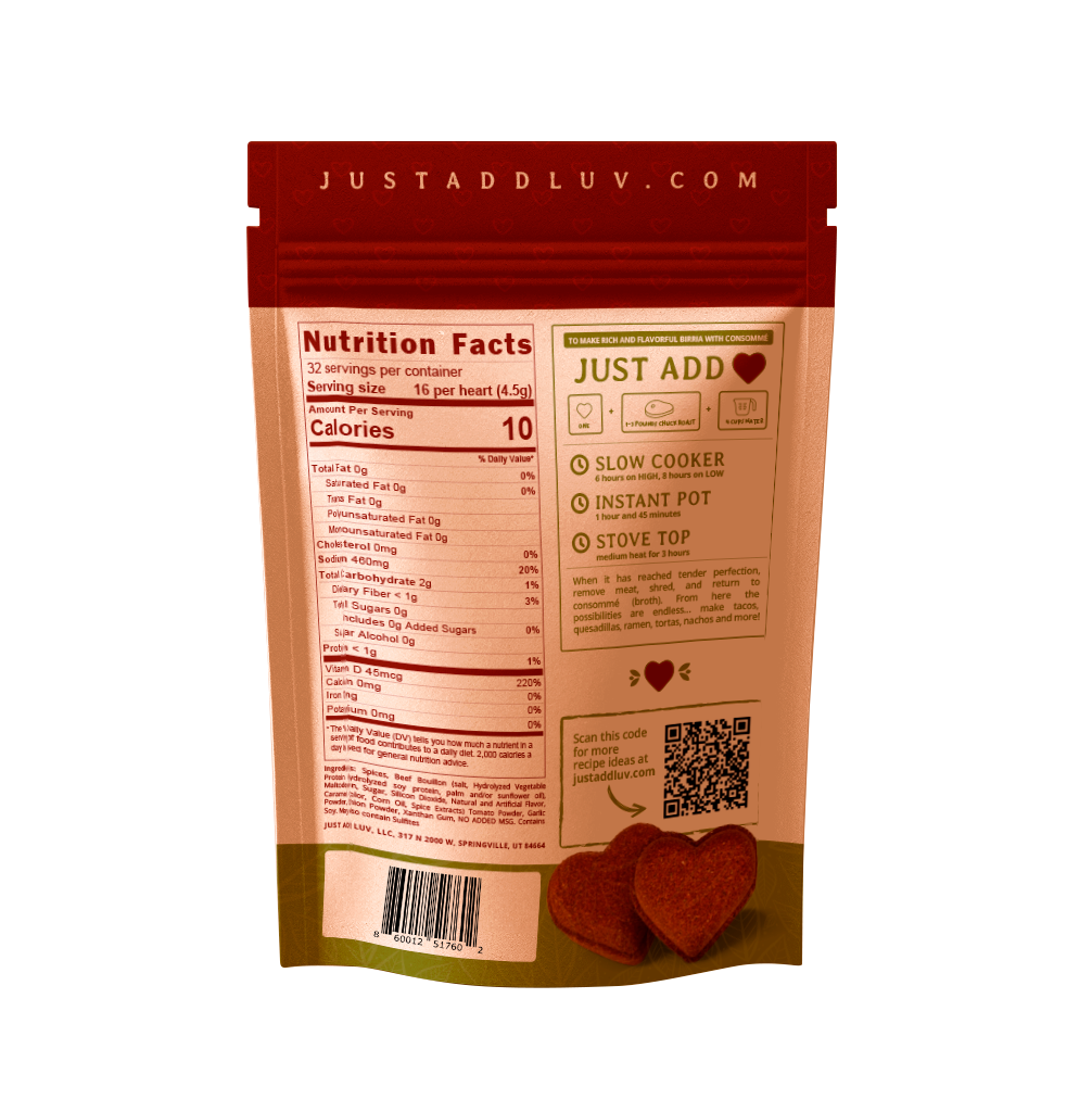 Birria Luv Bombs (2 per bag) Mild (Regular) & Medium (Picante) Spice Levels with Rich Flavor
