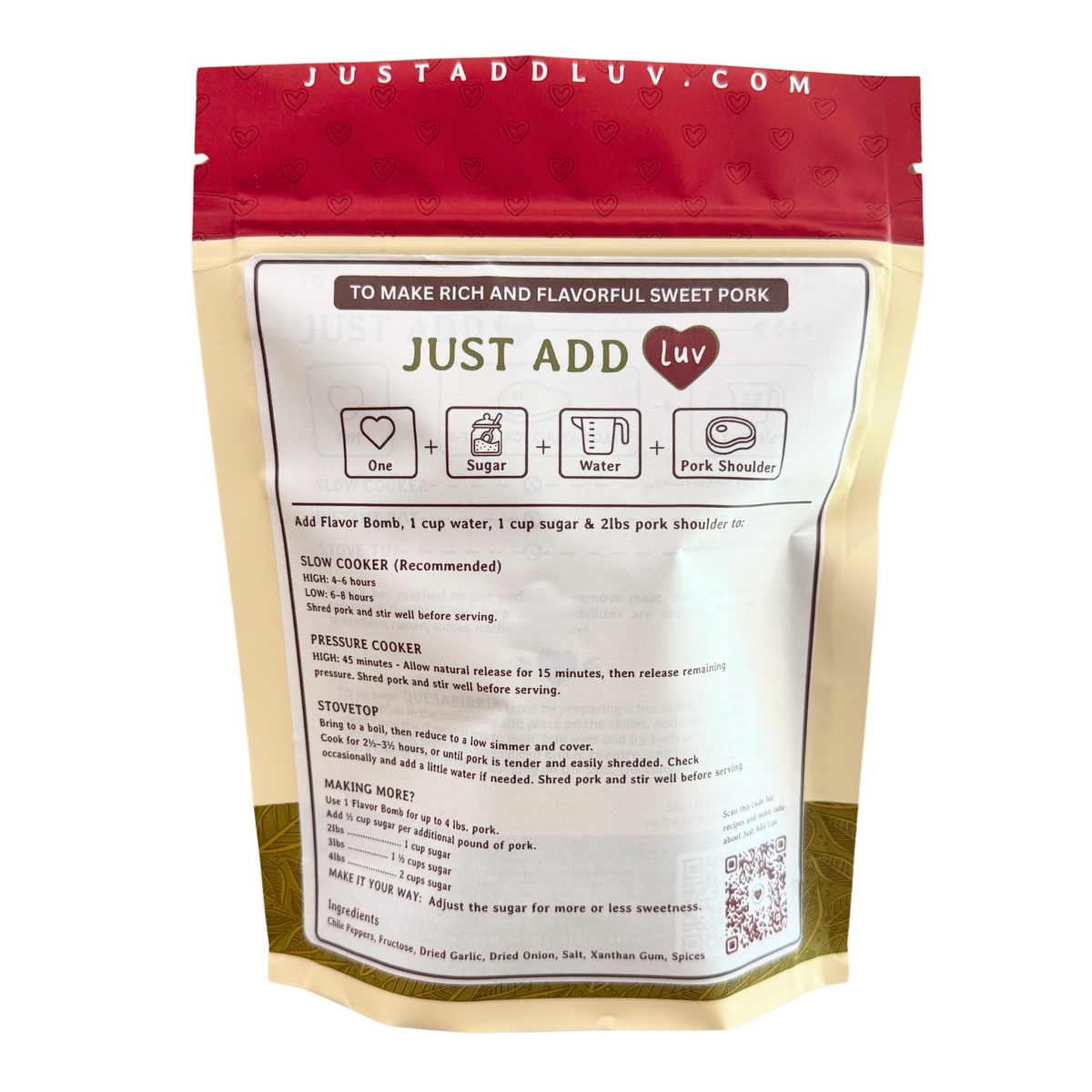 Sweet Pork Luv Bombs (2 per bag) - Burritos, Salads, Tacos and More