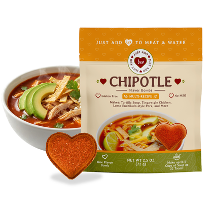 Chipotle Luv Bomb (1 Per Bag) - Tortilla Soup, Tinga-style Chicken, Lomo Enchilado-style Pork, etc.